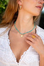 Aquarius Zodiac Gemstone Choker Necklace - Rhodonite 18k Gold Plated