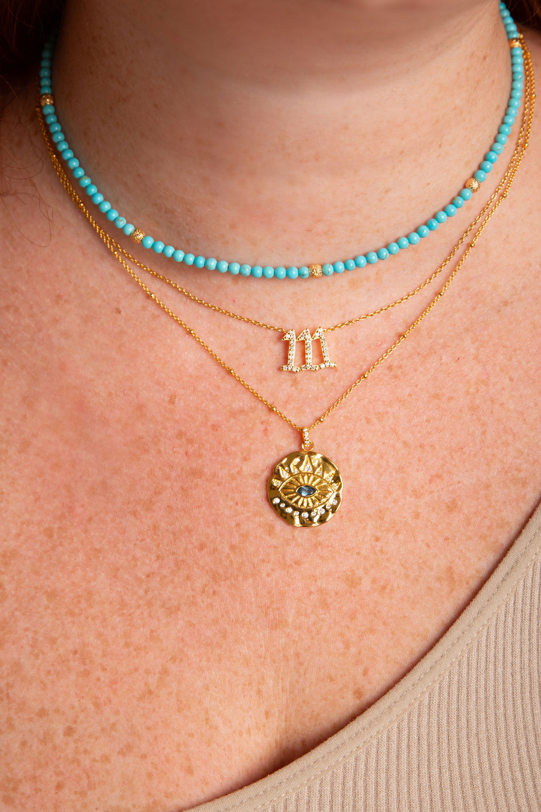 Turquoise & Gold Choker Necklace, Creativity and Confidence Amplifier