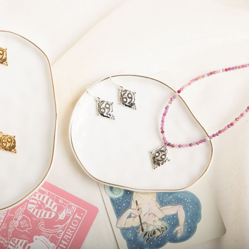 Cancer Zodiac Choker Necklace – Ruby 18K Gold Plated Horoscope Jewelry