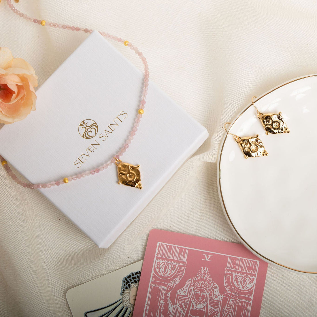 Taurus Vintage-Style Dangle Earrings, White Rhodium Plated with Antique Zodiac Symbol