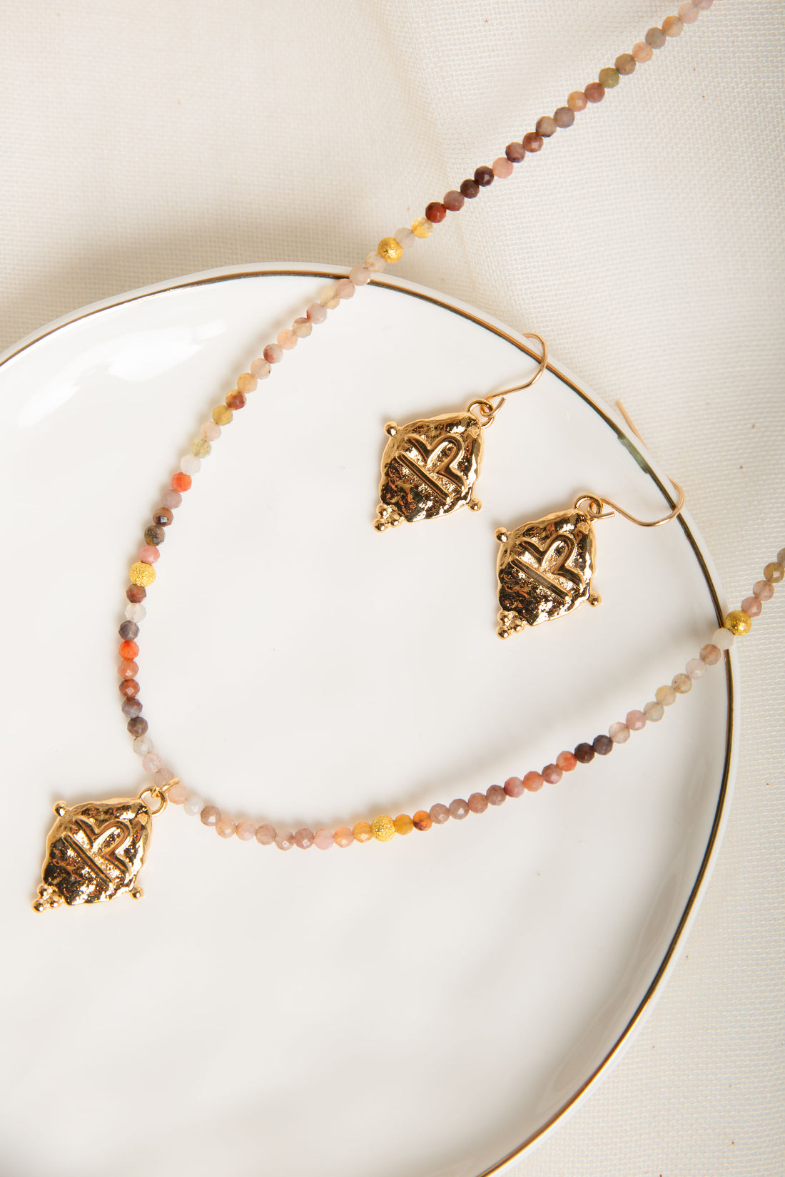 Libra Gemstone Choker Necklace, Multi-Colored Opal, 18k Gold