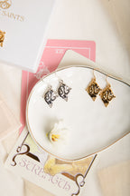 Leo Zodiac Dangle Earrings in 18k Gold | Vintage Style Jewelry