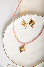 Aquarius Zodiac Gemstone Choker Necklace - Rhodonite 18k Gold Plated