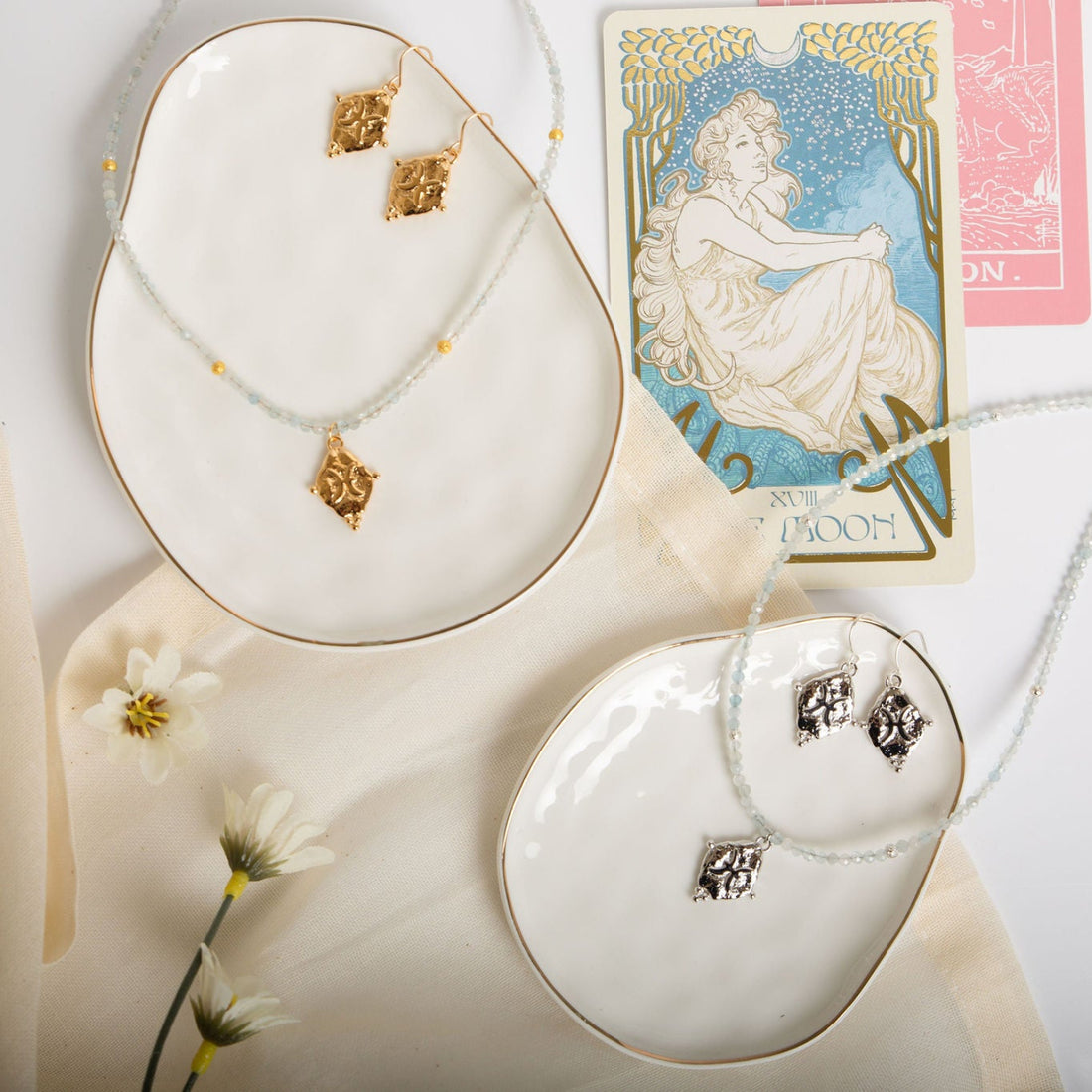 Pisces Vintage-Style Dangle Earrings, 18k Gold Plated