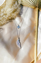 Archangel Gabriel Angel Of Communication Necklace - White Rhodium - Clear Quartz