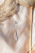 Archangel Gabriel Angel Of Communication Necklace - White Rhodium - Clear Quartz