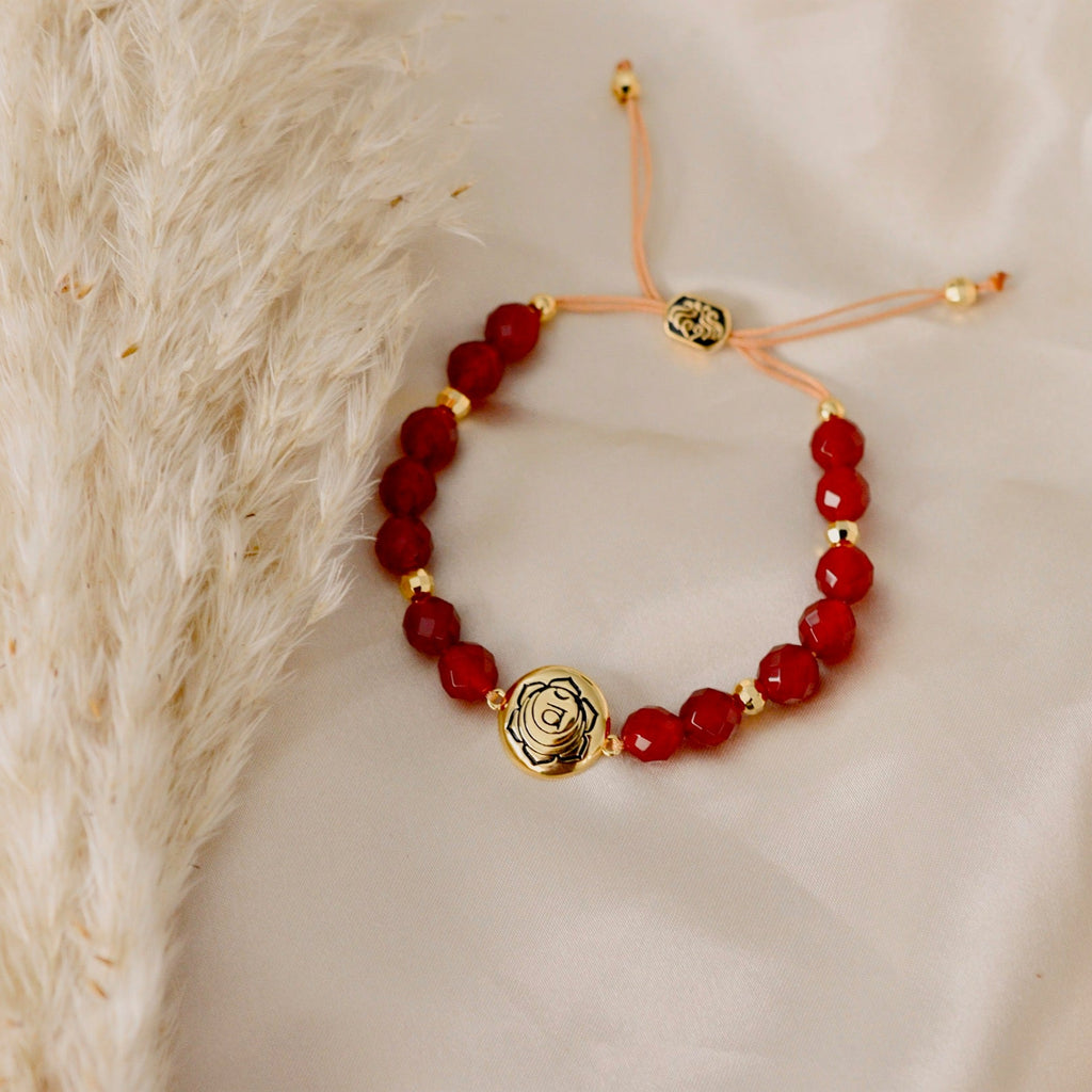 Sacral Chakra Carnelian Bracelet – Abundance & Creativity 18K Gold Plated Healing Jewelry