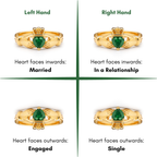 Anillo Corazón Claddagh | Amor, Amistad, Lealtad | Circonita Esmeralda y Oro