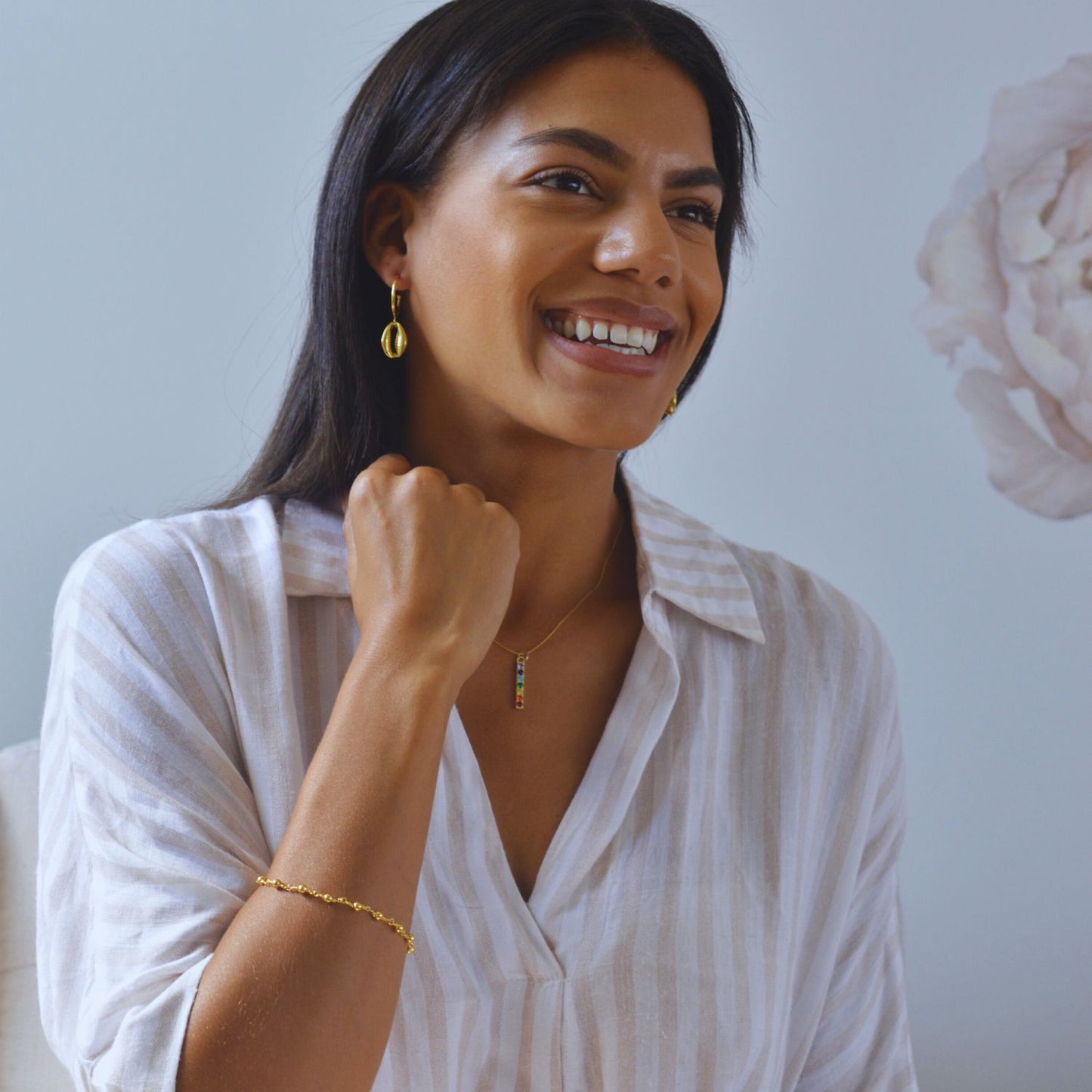 Cowrie Shell Hoop Earrings 18k Gold Over Sterling Silver