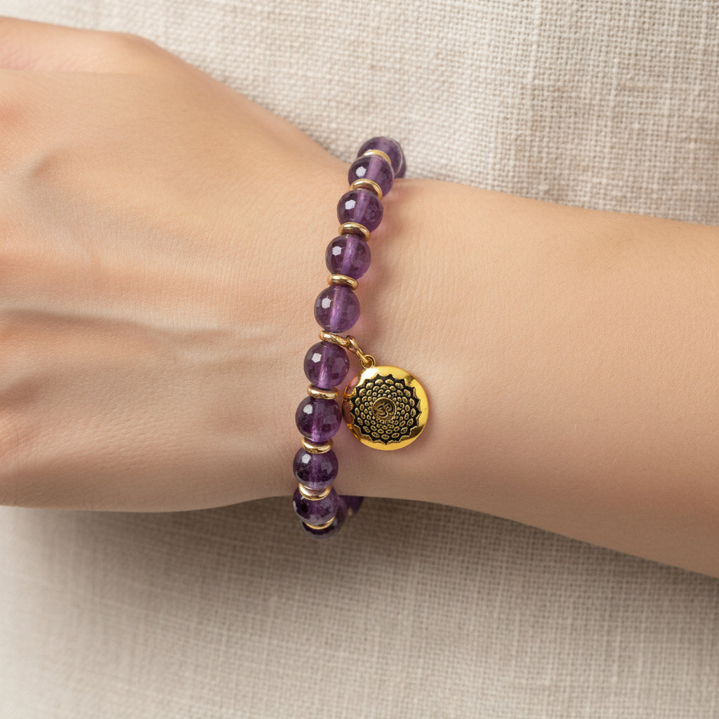 Pulsera de activación de amatista para el chakra coronario