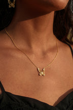 Collar Mariposa Espíritu Elegante - Rodio Blanco con Diamantes de Circonita cúbica Pavé Joyería Espiritual