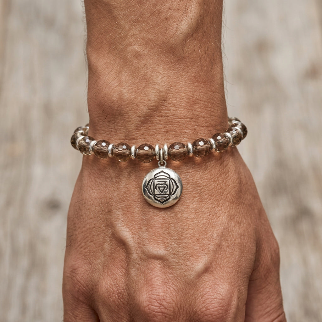 Pulsera de Activación del Chakra ROOT, Cuarzo Ahumado