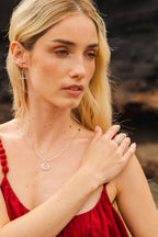 Delicate Pave Cross Earrings, White Topaz, White Rhodium