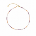 Divine Aura Tri-Color Freshwater Baroque Pearl Choker Necklace | Gold Plated