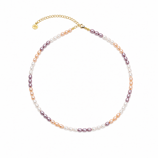 Divine Aura Tri-Color Freshwater Baroque Pearl Choker Necklace | Gold Plated