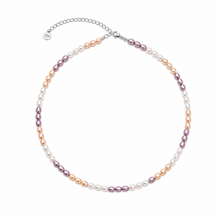 Divine Aura Tri-Color Freshwater Baroque Pearl Choker Necklace | Rhodium Plated