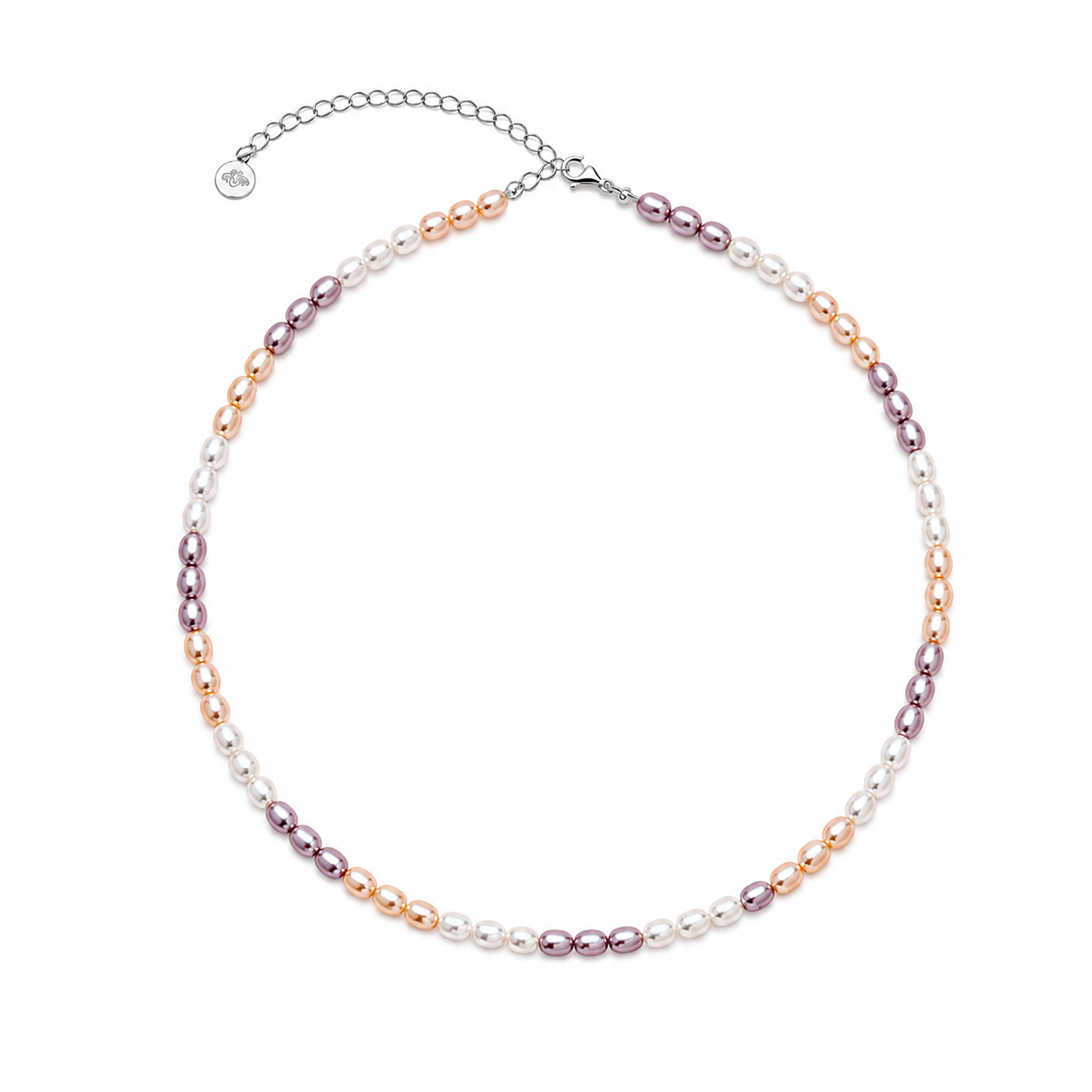 Divine Aura Tri-Color Freshwater Baroque Pearl Choker Necklace | Rhodium Plated
