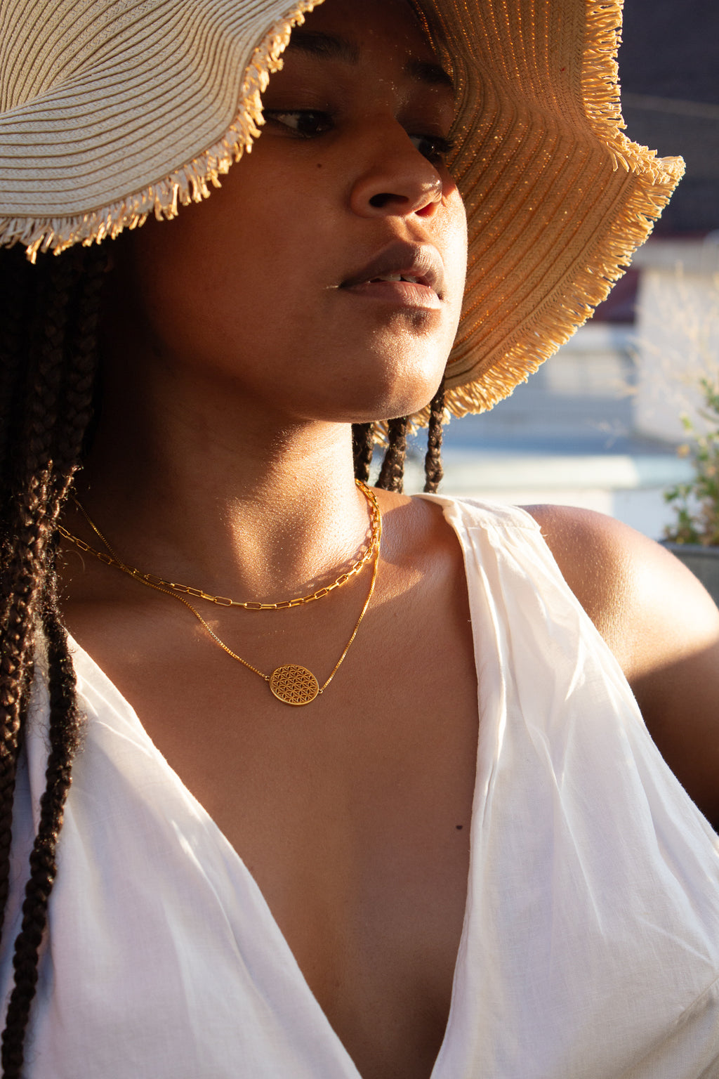 Flower of Life Reversible Y-Lariat Choker Necklace – 18K Gold Spiritual Jewelry