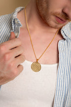 Flower of Life Necklace – White Rhodium – All Gender Sacred Geometry Jewelry
