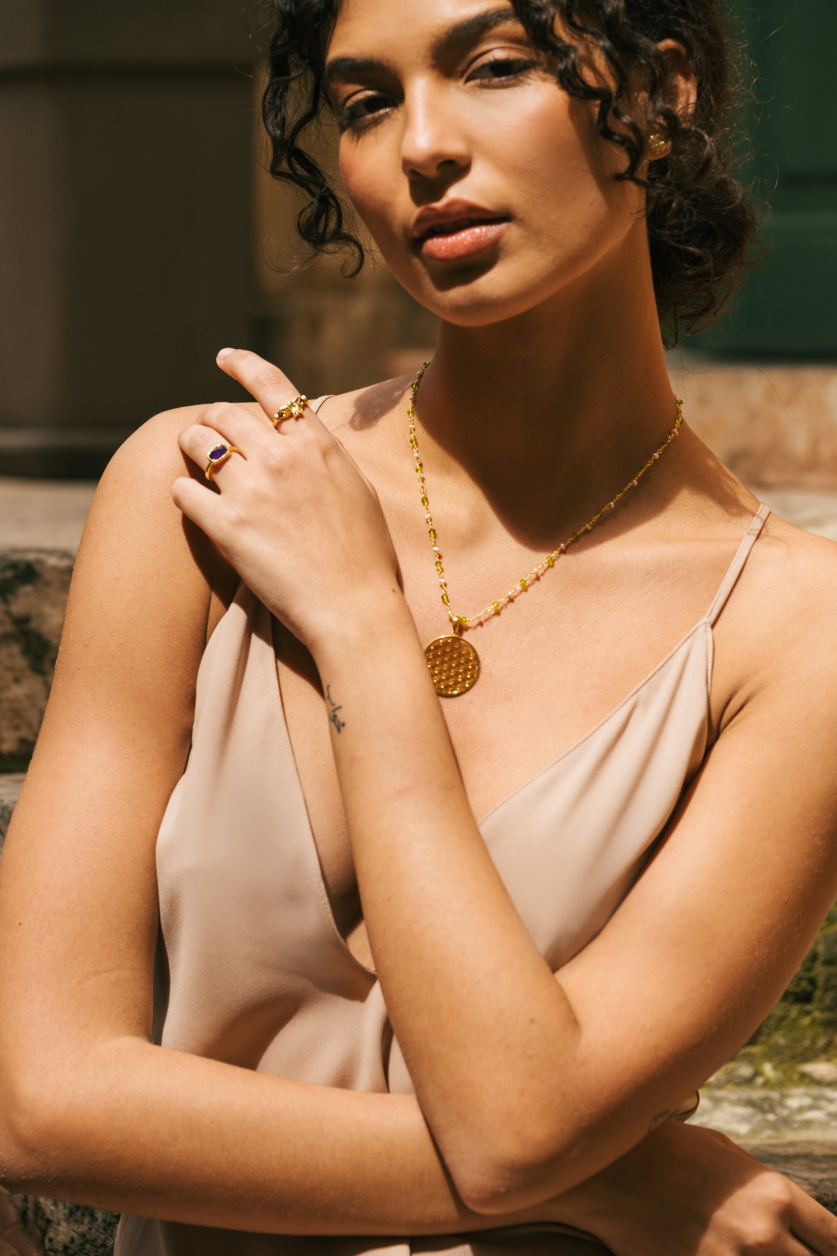 Divine Life Force Flower of Life Necklace – Pearl & Peridot in 18K Gold Spiritual Jewelry