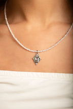Gemini Zodiac Choker Necklace – White Moonstone White Rhodium Plated Horoscope Jewelry