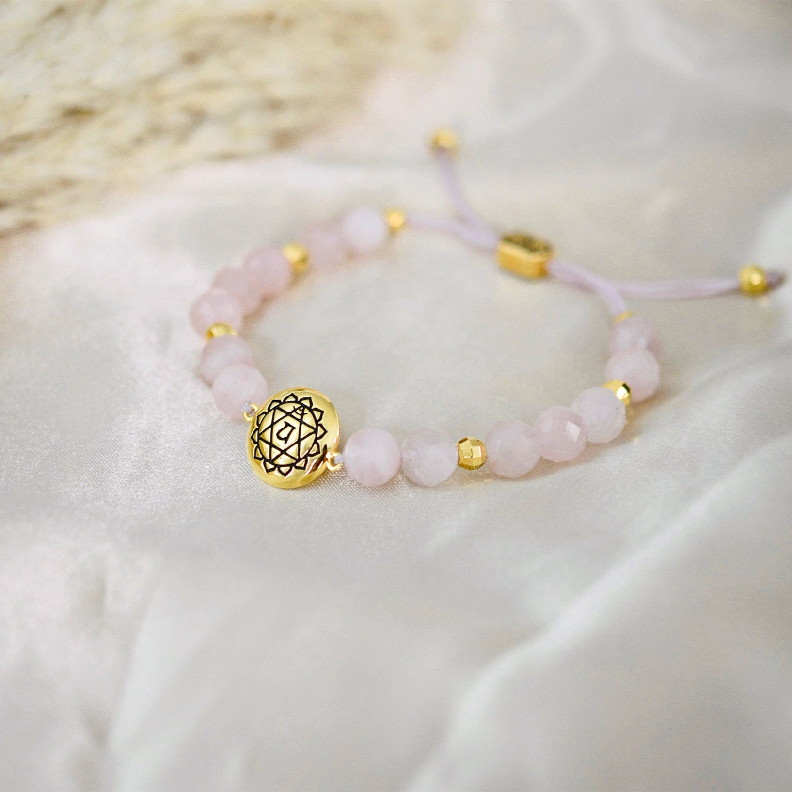 Heart Chakra Rose Quartz Bracelet – Divine Love & Compassion 18K Gold Plated Healing Jewelry