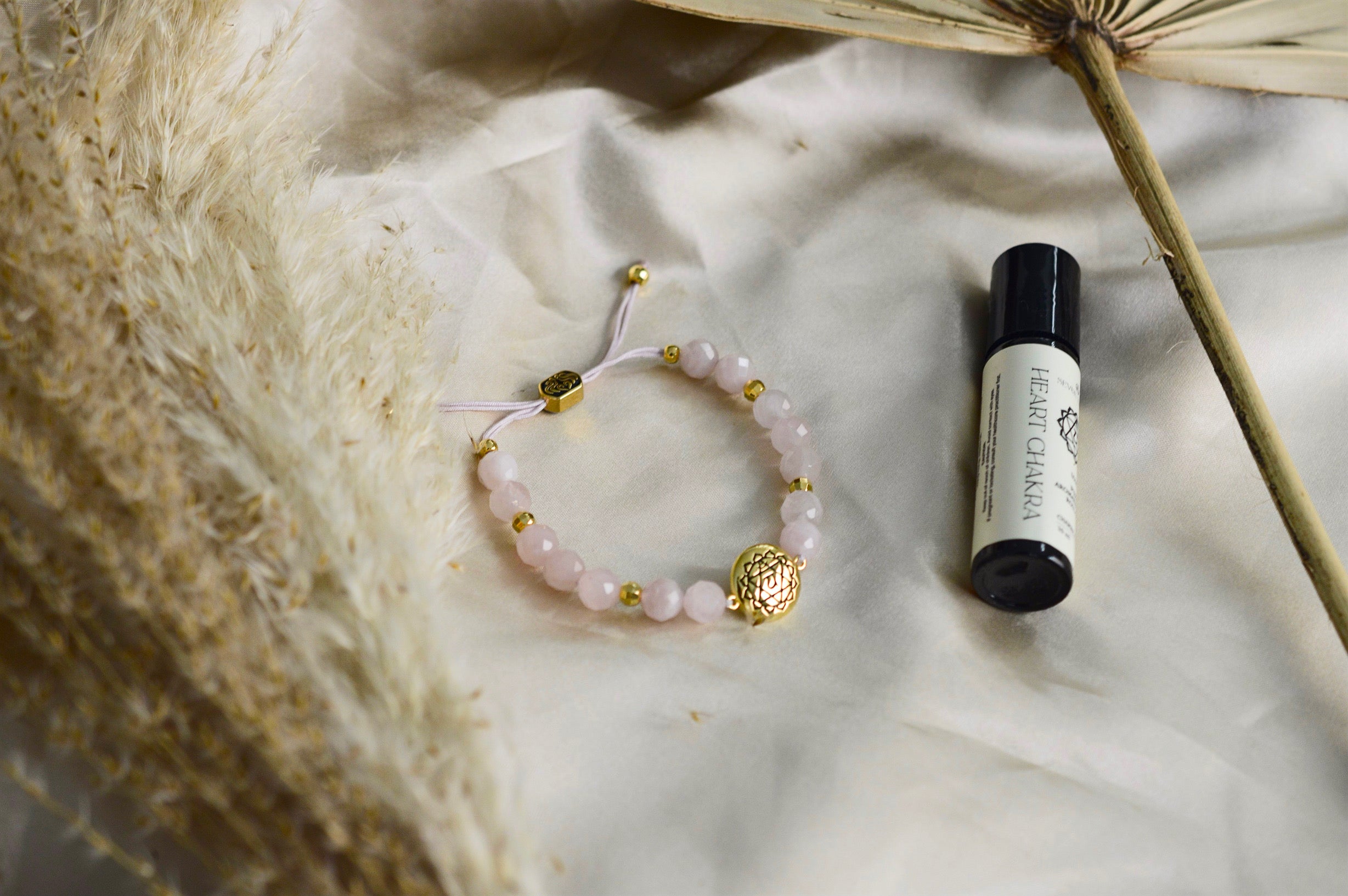 Heart Chakra Rose Quartz Bracelet – Divine Love & Compassion 18K Gold Plated Healing Jewelry