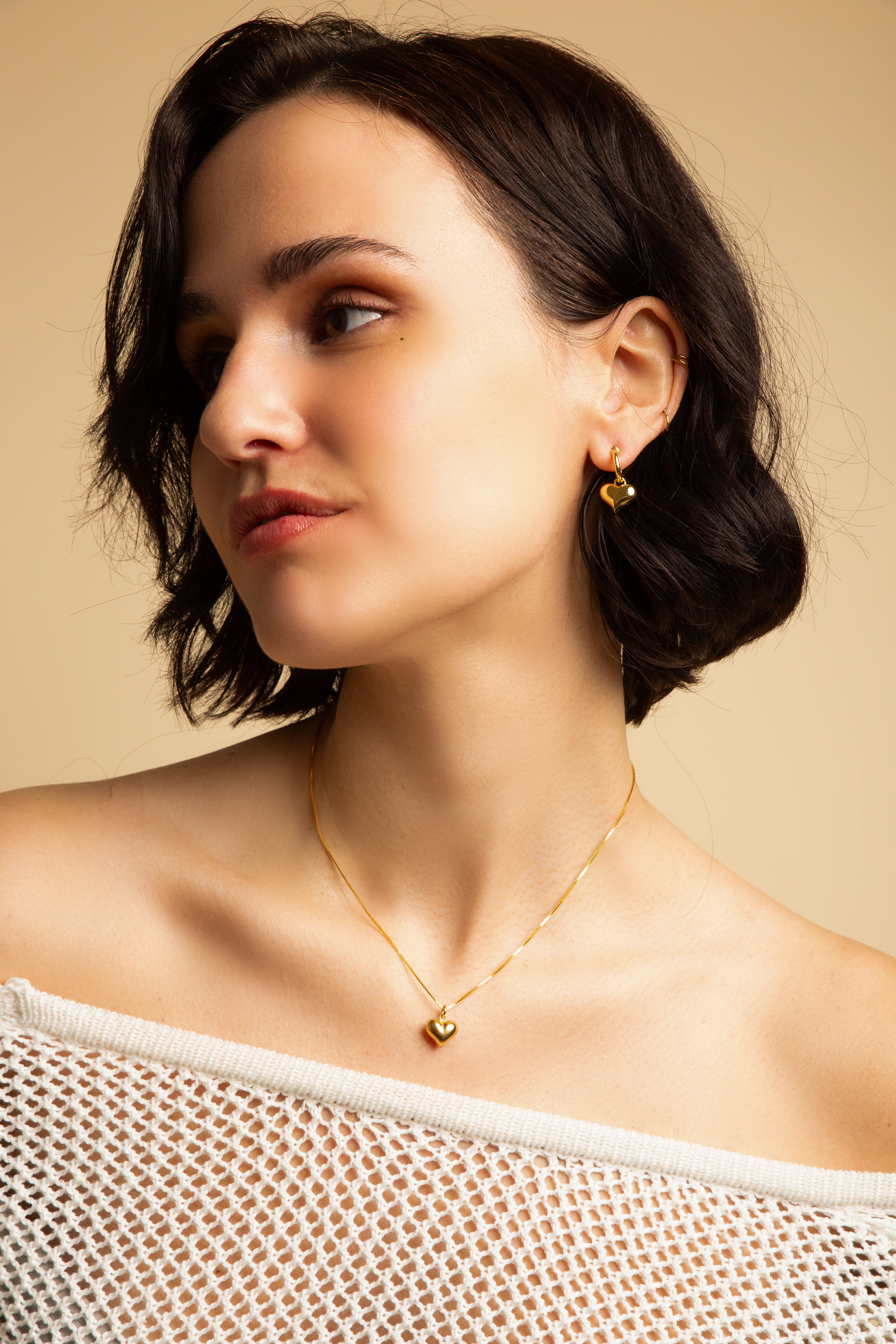 Small Puffy Heart Necklace – 18K Gold Over Sterling Silver Minimalist Heart Jewelry