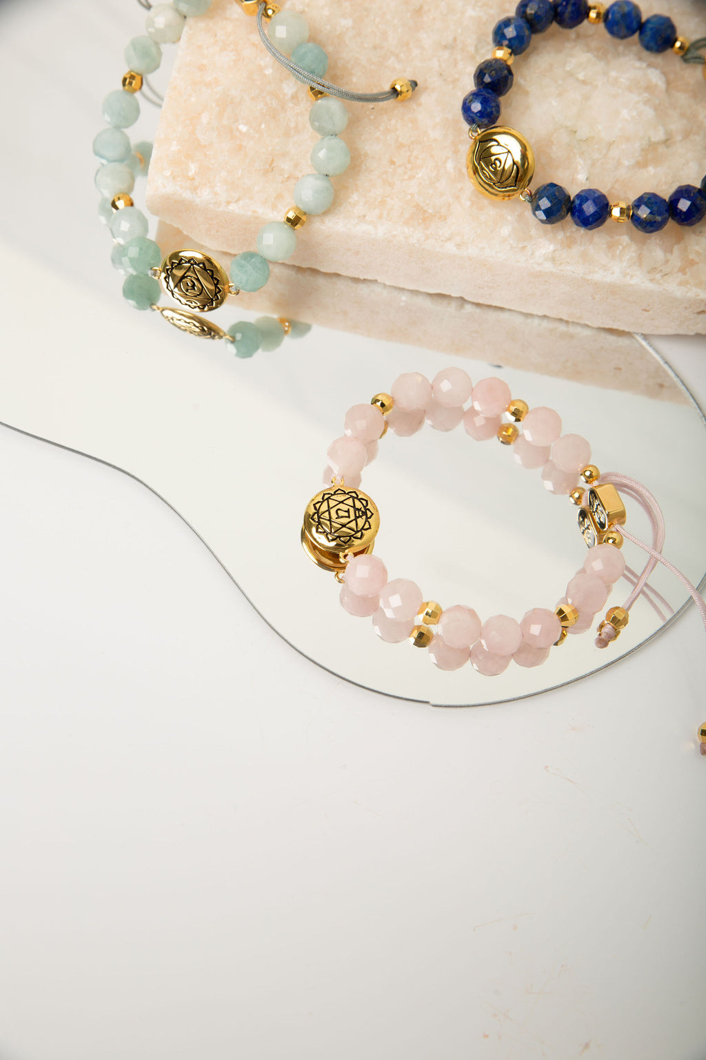 Heart Chakra Rose Quartz Bracelet – Divine Love & Compassion 18K Gold Plated Healing Jewelry