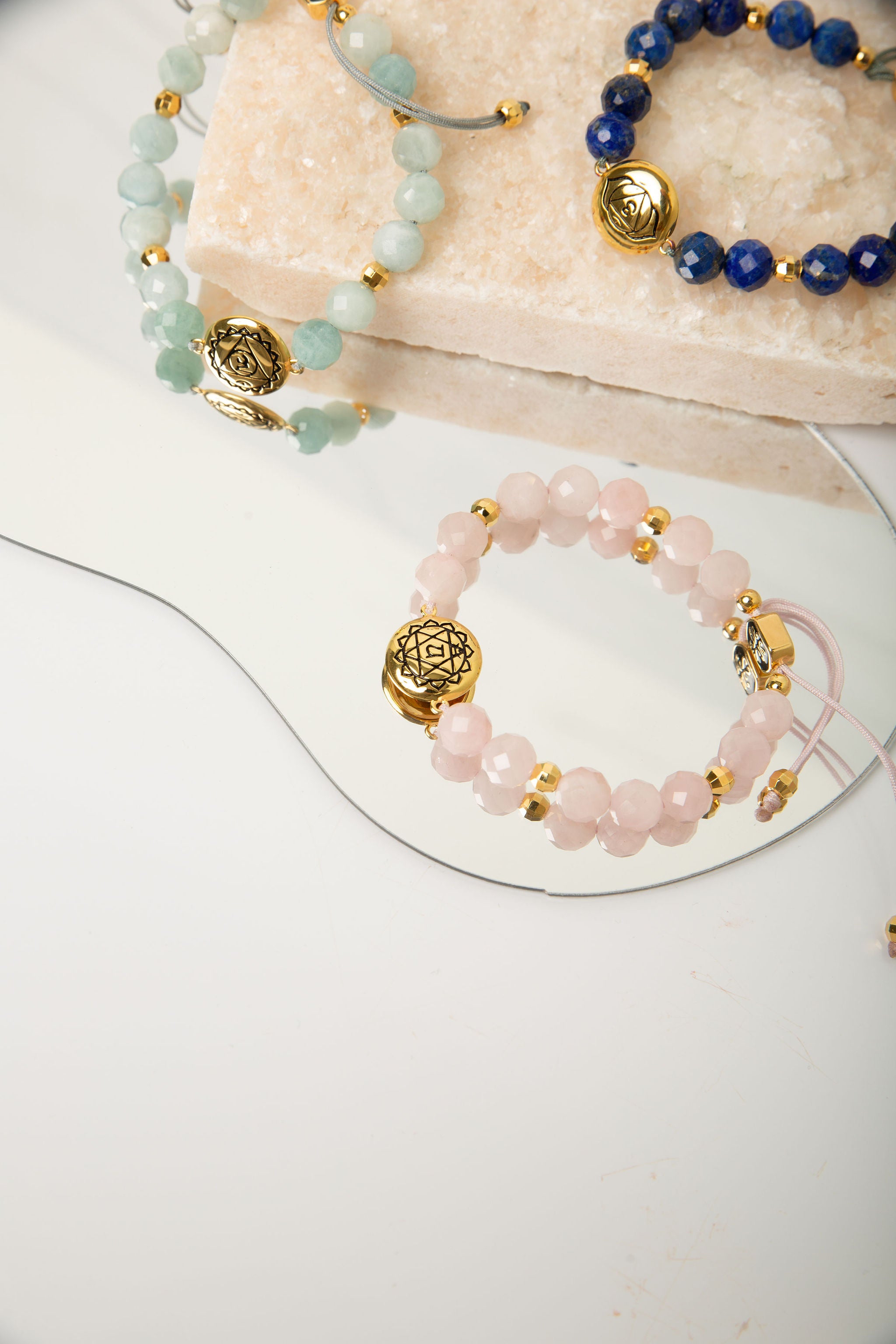 Heart Chakra Rose Quartz Bracelet – Divine Love & Compassion 18K Gold Plated Healing Jewelry