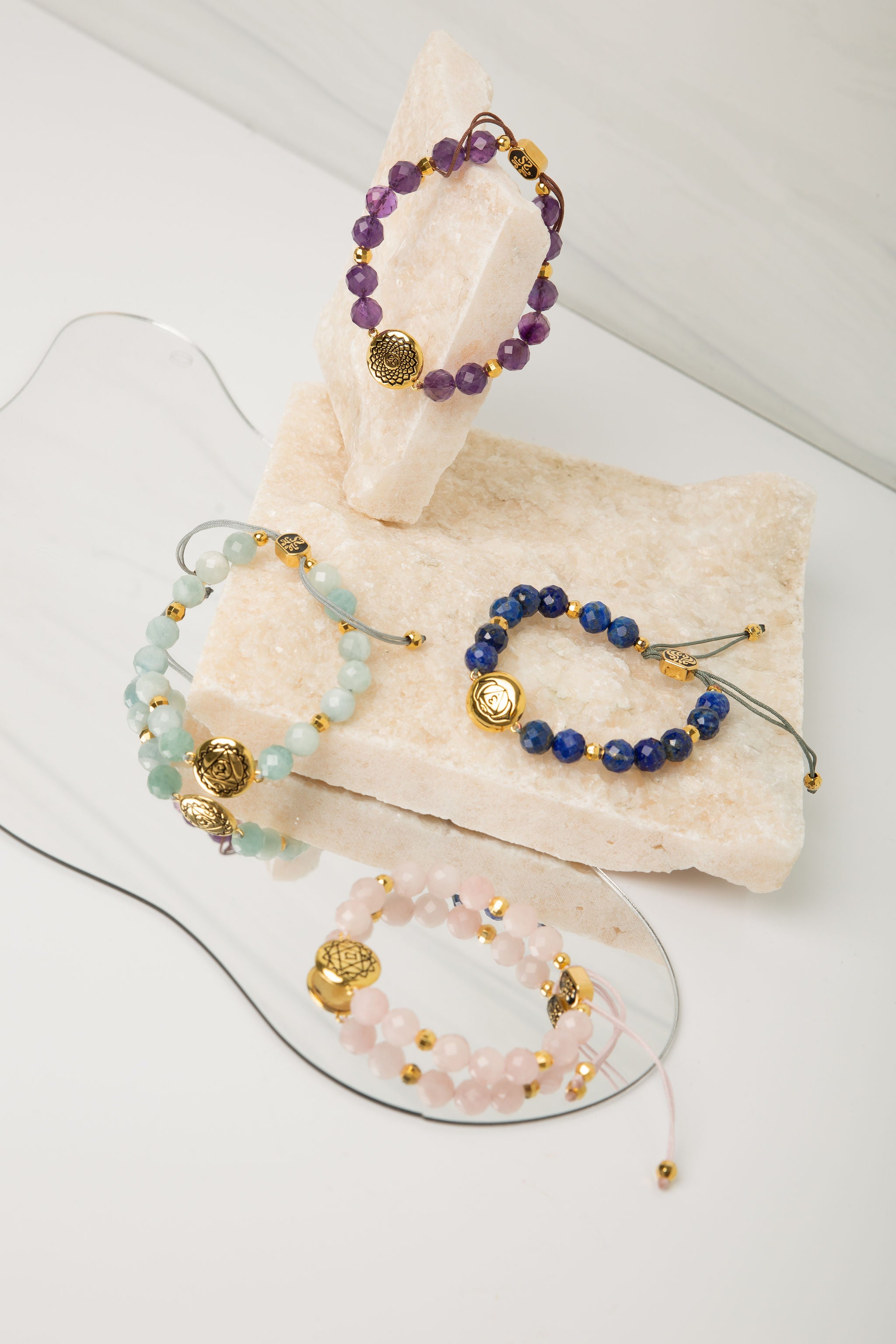 Heart Chakra Rose Quartz Bracelet – Divine Love & Compassion 18K Gold Plated Healing Jewelry