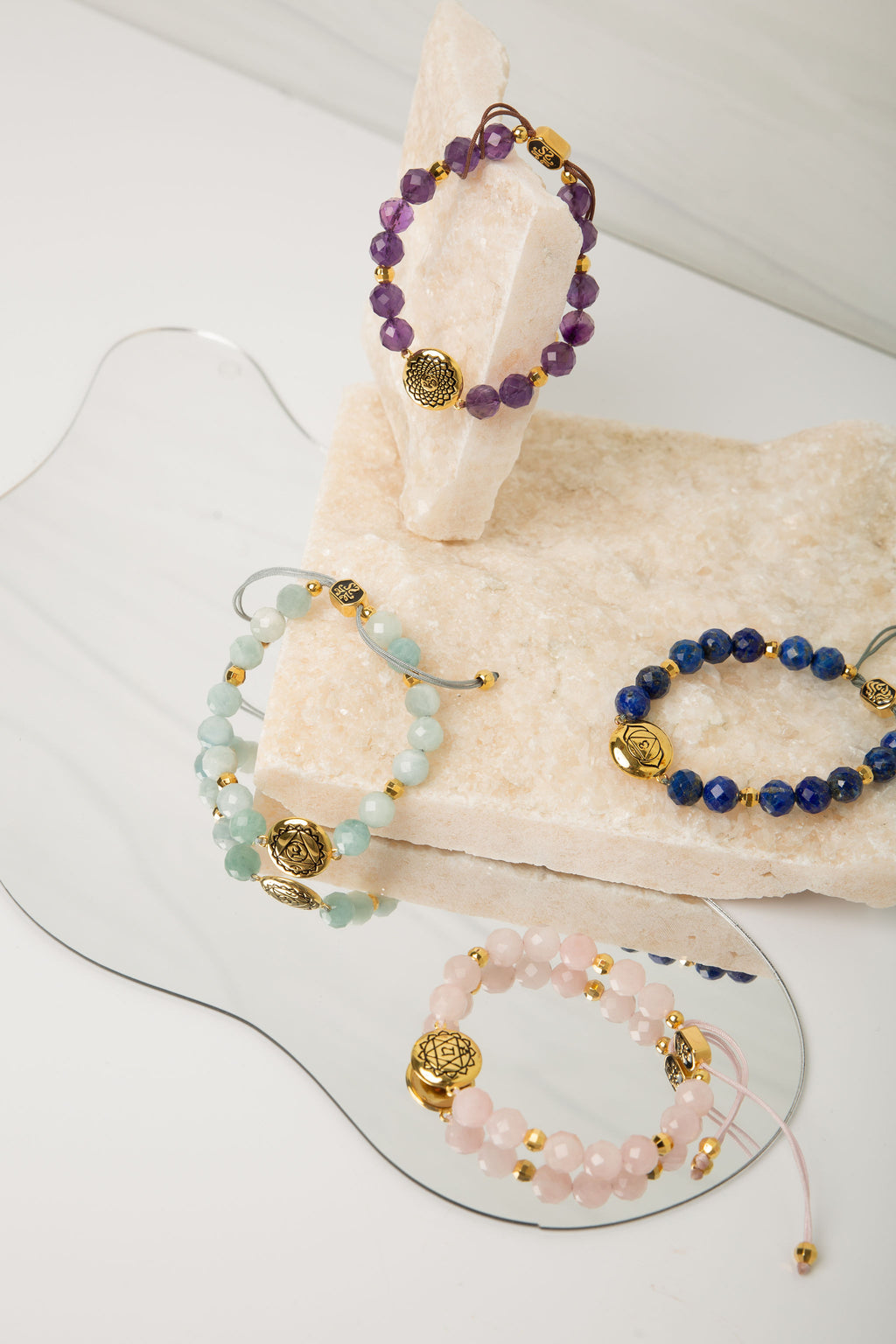 Heart Chakra Rose Quartz Bracelet – Divine Love & Compassion 18K Gold Plated Healing Jewelry