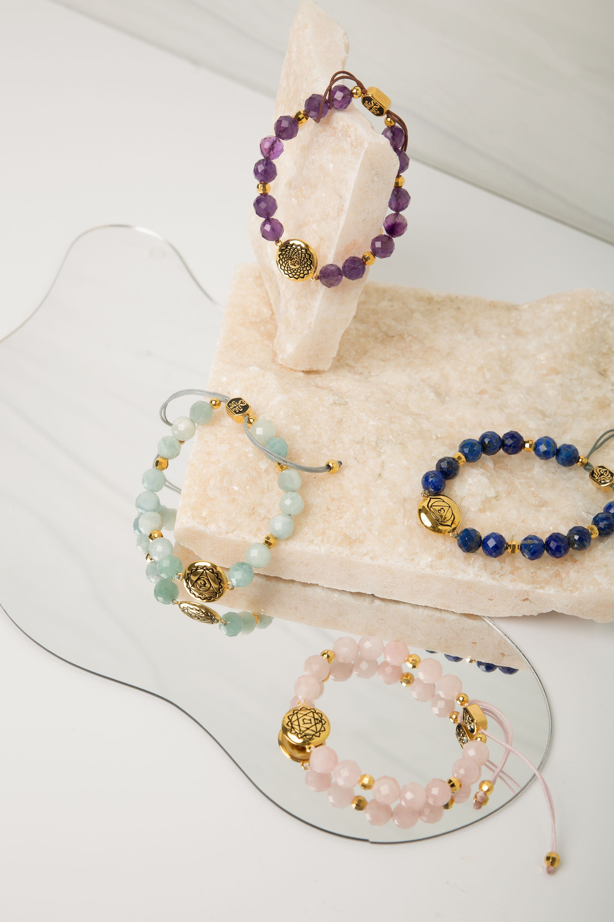 Heart Chakra Rose Quartz Bracelet – Divine Love & Compassion 18K Gold Plated Healing Jewelry