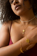 Goddess Lotus Necklace - Moonstone - 18K Gold