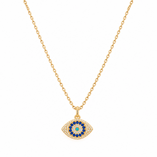 Evil Eye Pave Amulet Necklace, Gold