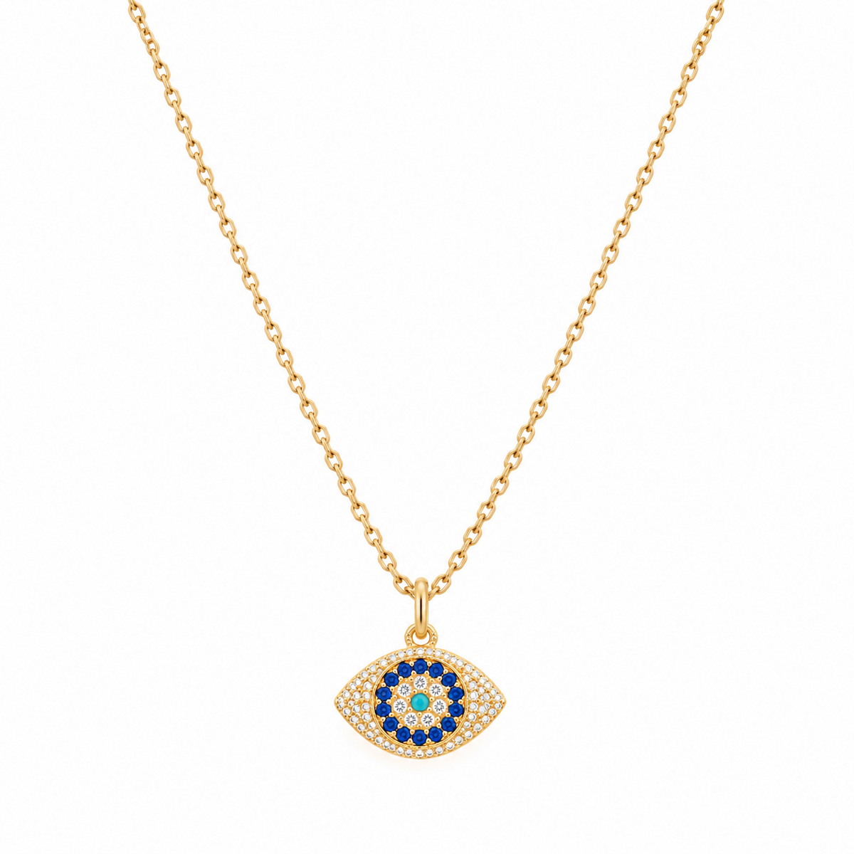 Evil Eye Pave Amulet Necklace, Gold