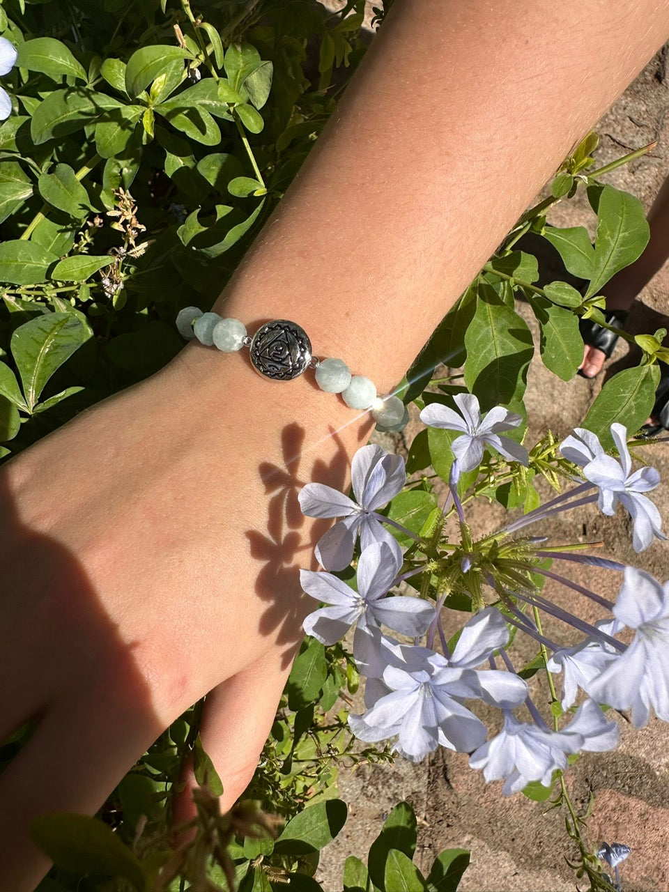 Throat Chakra Aquamarine Bracelet – Inner Peace & Tranquility 18K Gold Plated Healing Jewelry