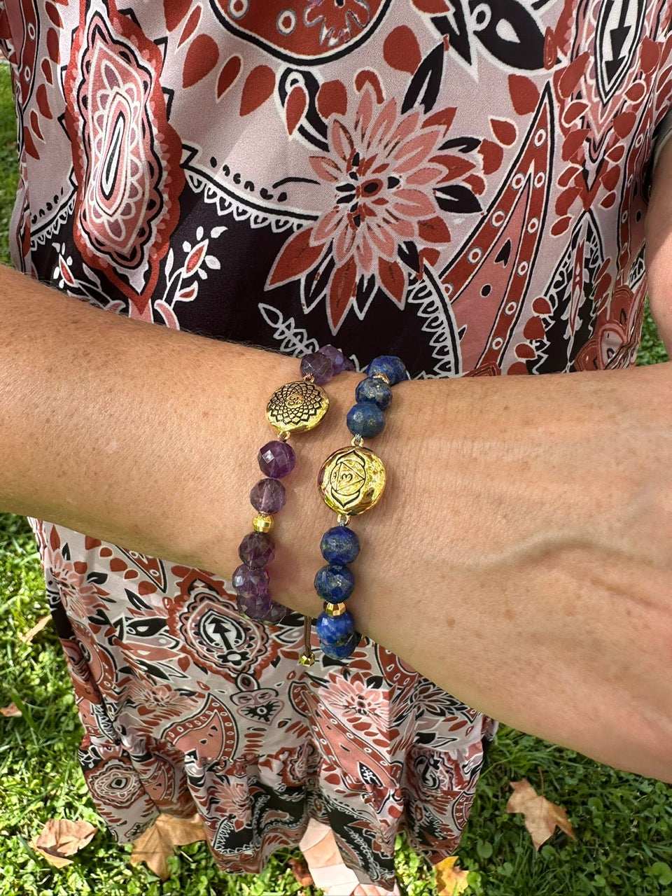 Brow Chakra Lapis Lazuli Bracelet – Psychic Protection & Wisdom 18K Gold Plated Healing Jewelry