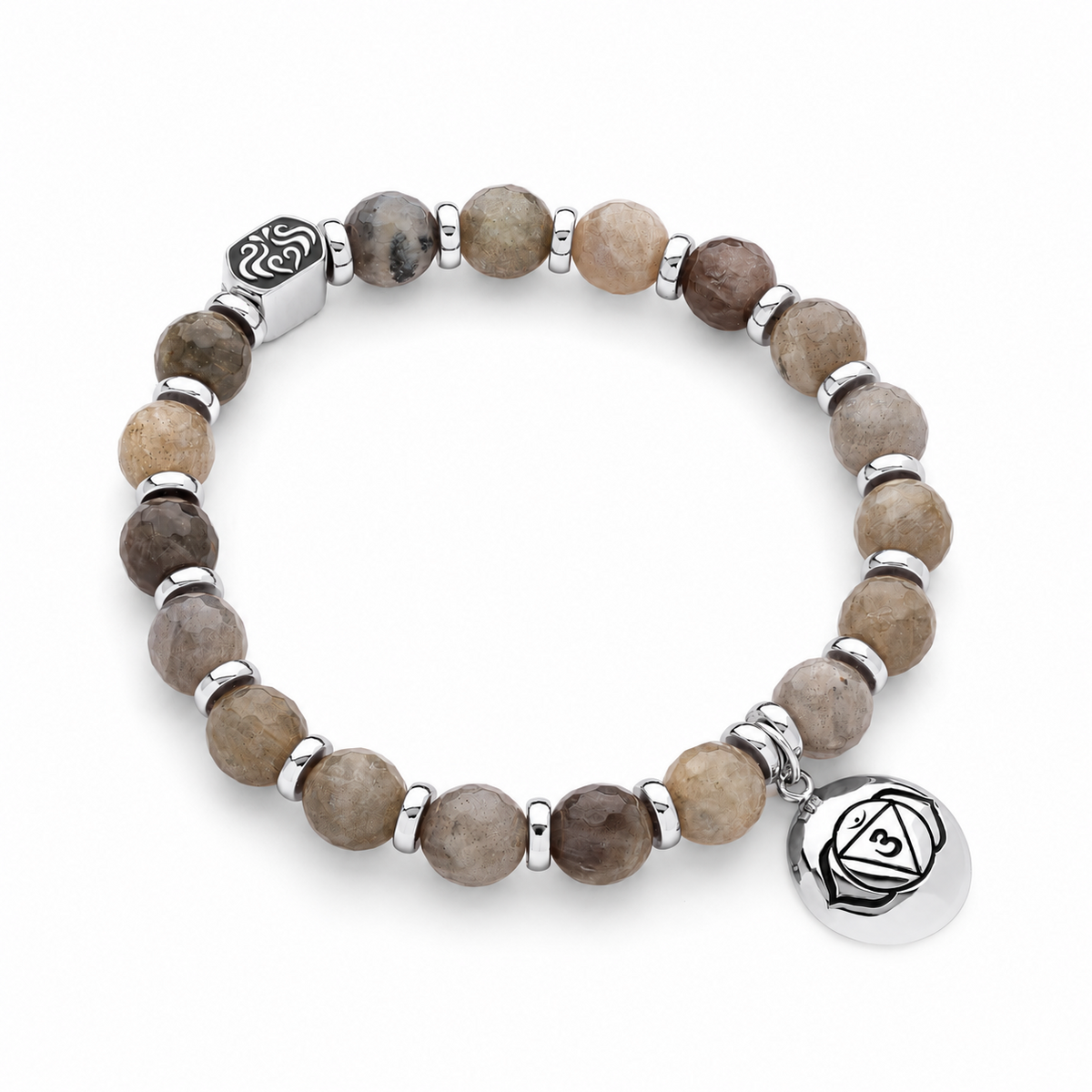 Brazalete "Mago" de Labradorita para la Activación del Chakra Frontal | Joyería de Curación Espiritual en Oro Rosa