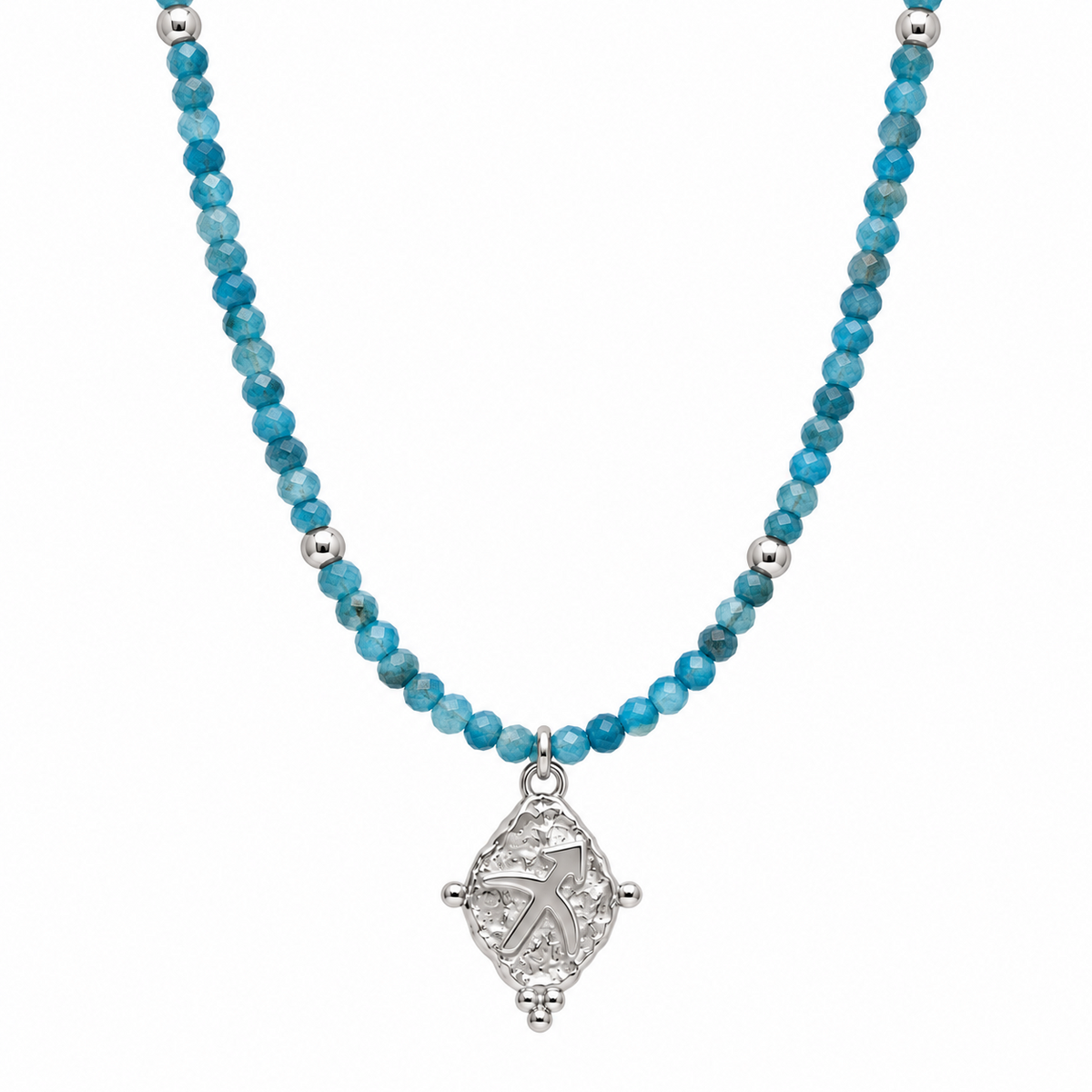 Sagittarius Zodiac Choker Necklace | Apatite White Rhodium Plated Horoscope Jewelry