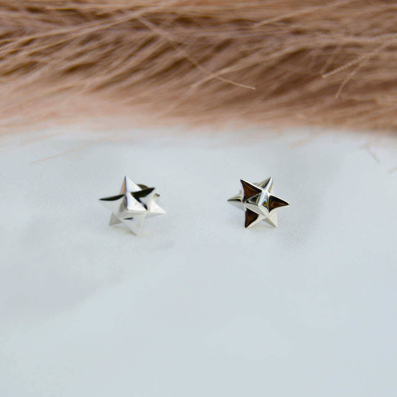 Merkaba Star - Light Body Activation Stud Earrings - White Rhodium