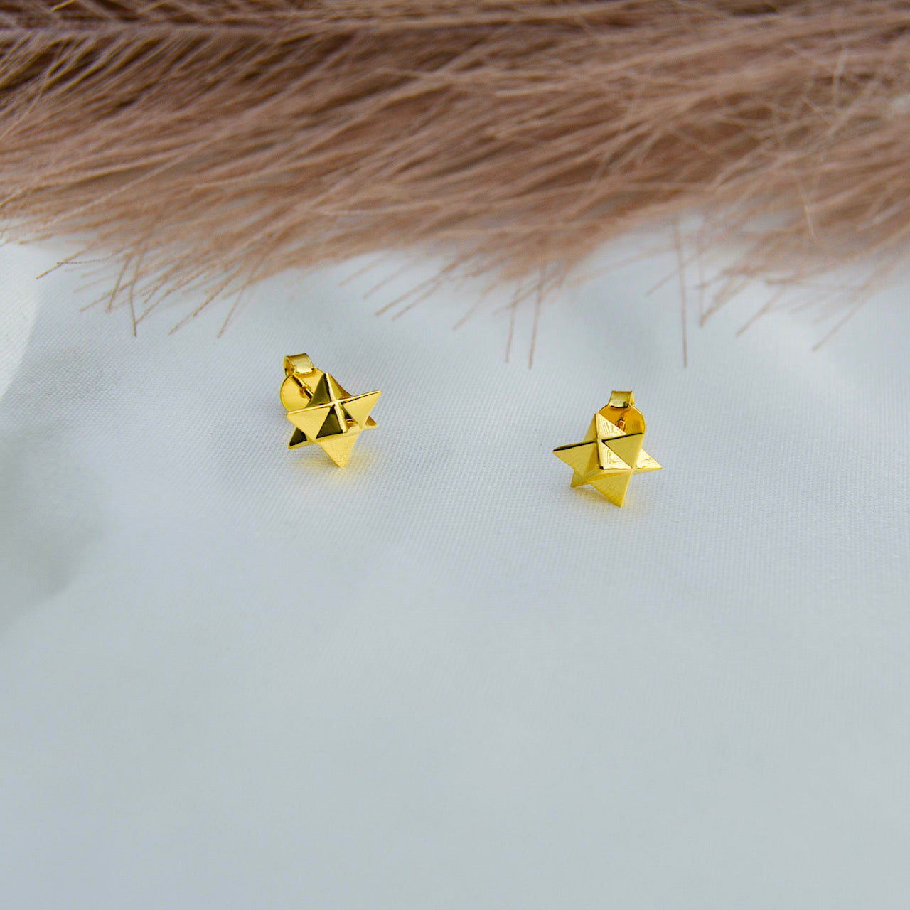 Merkaba Star Light Body Activation Stud Earrings – 18K Gold Spiritual Jewelry