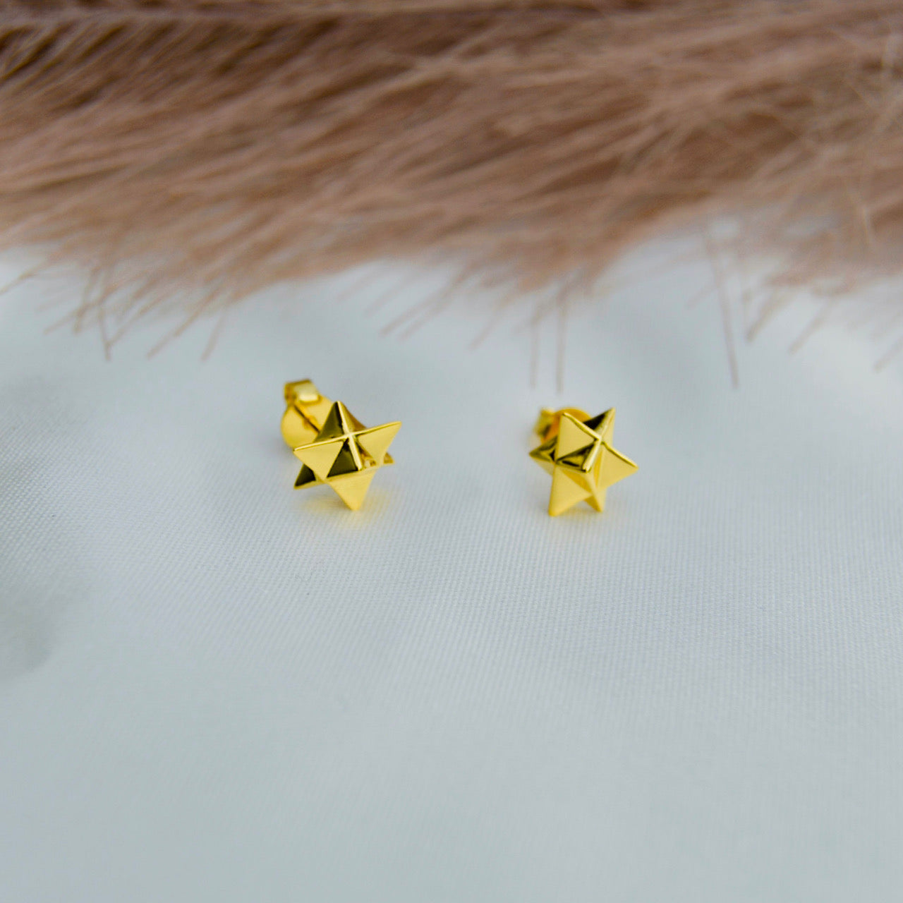 Merkaba Star Light Body Activation Stud Earrings – 18K Gold Spiritual Jewelry