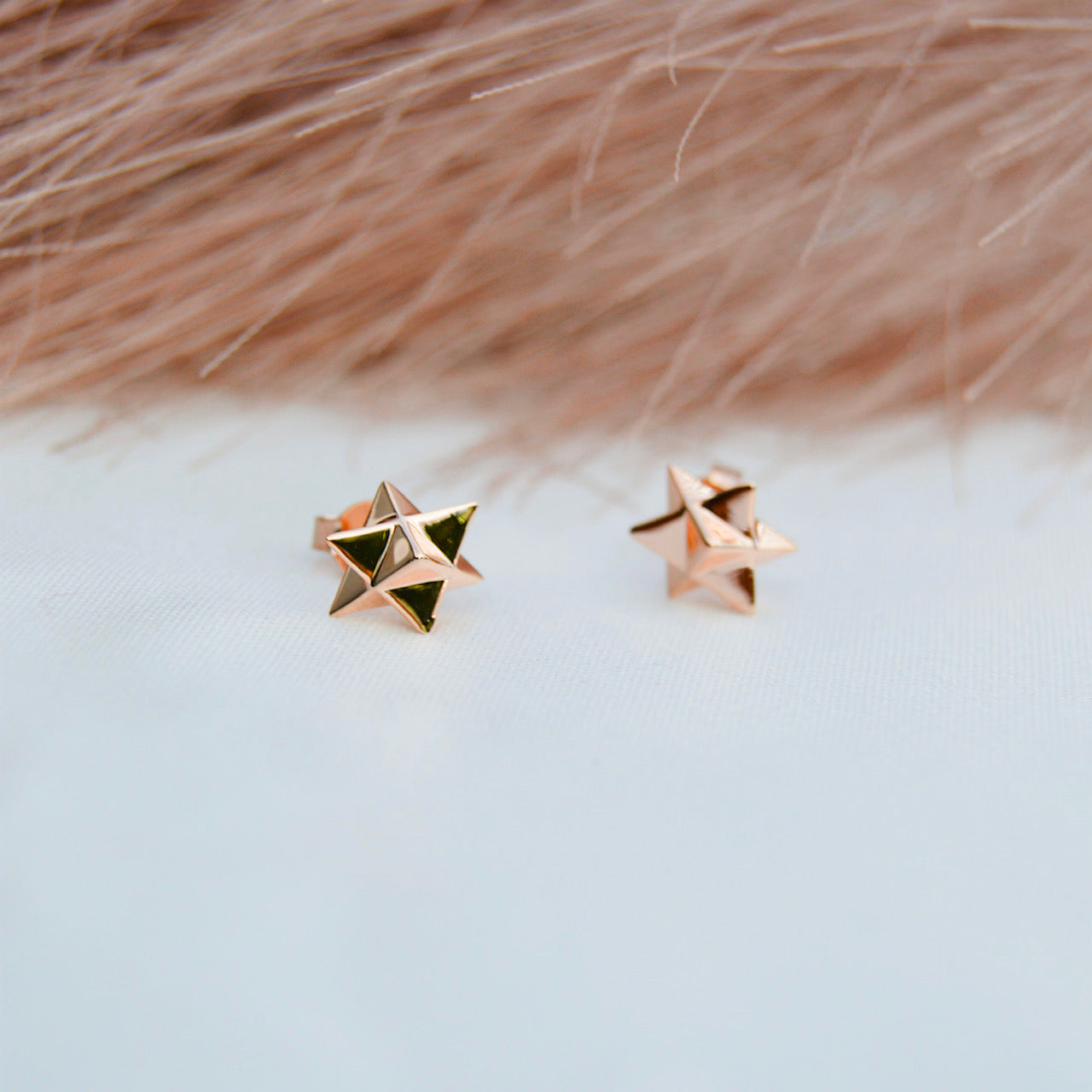 Merkaba Star Light Body Activation Stud Earrings – Rose Gold Spiritual Jewelry