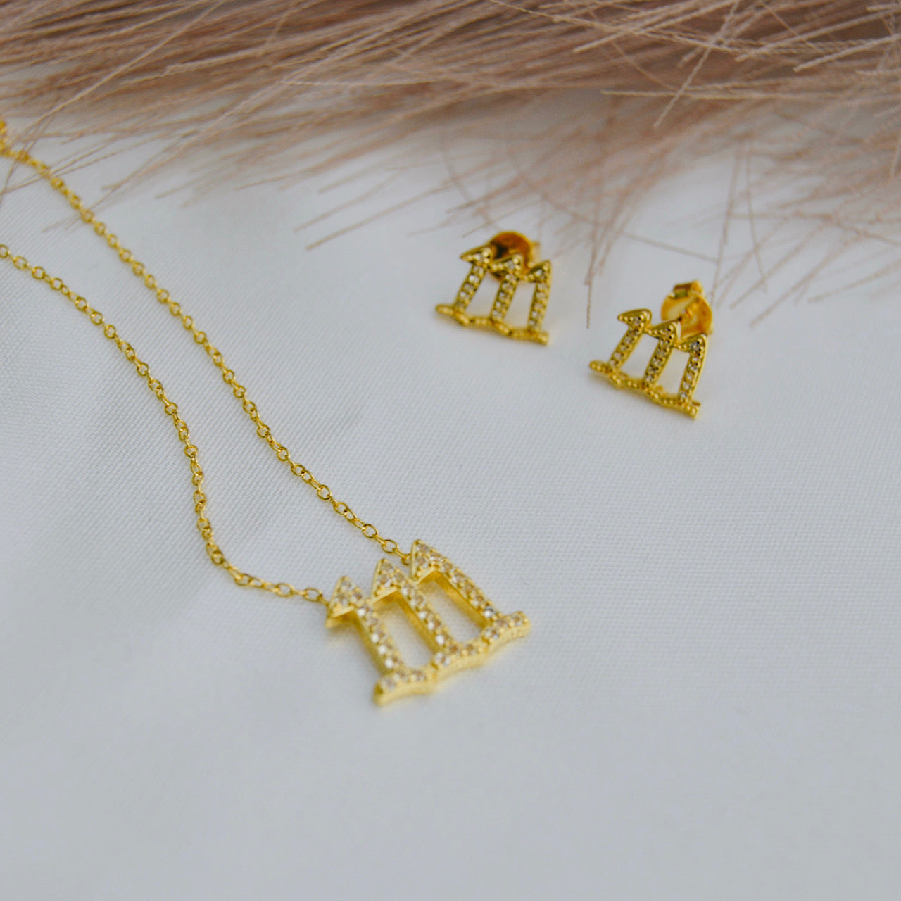 111 Angel Number Manifestation Set, Necklace and Earrings