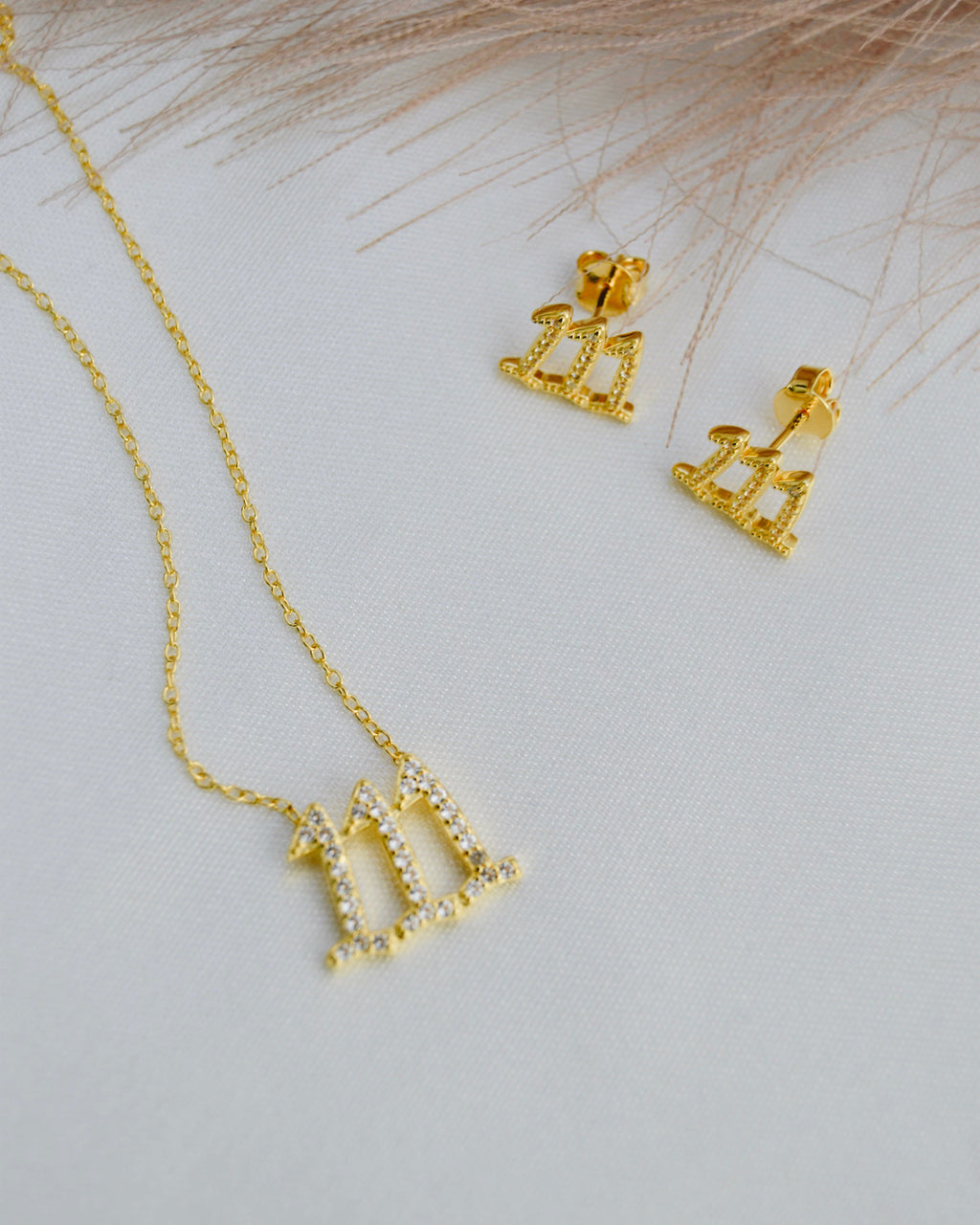 111 Angel Number Manifestation Set, Necklace and Earrings