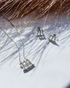 111 Angel Number Manifestation Stud Earrings, White Topaz, White Rhodium