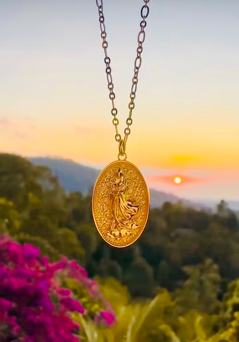 Quan Yin Goddess of Compassion & Mercy Necklace - Gold