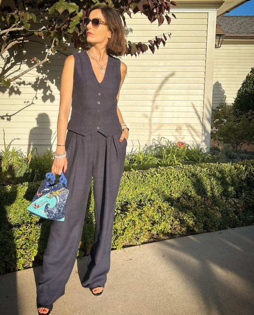 Evil Eye Protection Necklace, White Rhodium Sterling Silver with Sapphire and White Topaz, Matte Finish *Seen on Camilla Belle
