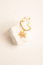 Illuminate Lotus Bracelet – White Topaz Pavé – 18K Gold Spiritual Jewelry